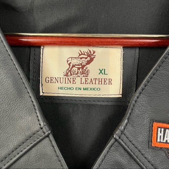 HARLEY DAVIDSON embroidered leather moto vest - Picture 8 of 9